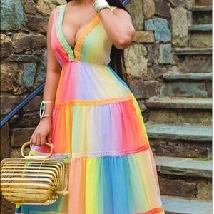 Beautiful Long Sorbet colored Maxi crisscross back